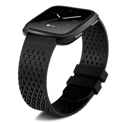 China Charming Grid Pattern Silicone Straps Without Buckle Smart Watch Bands For Fitbit Versa for sale