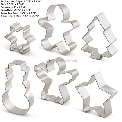 China Factory Direct Stocked High Quality Custom 6pcs Stainless Steel Christmas Cookie Cutter Set for sale