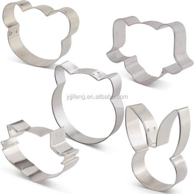 China Factory Wholesale Disposable Kitchen Standard Custom 5pcs Stainless Steel Animal Faces Cookie Cutter Set for sale