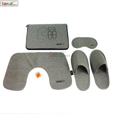 China High Quality Custom Travel Agency Airline 4 Travel Set Bag Eye Mask Travel Slipper Set for sale