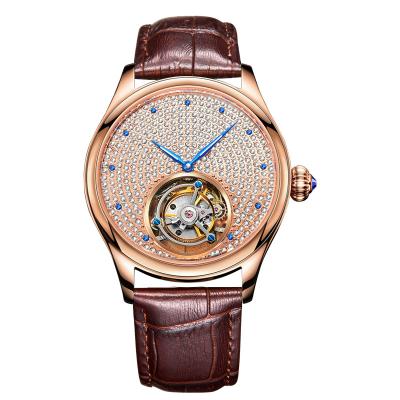 China Guanqin Switzerland Genuine Tourbillon Diamond Watch Automatic Mechanical Chronograph Men's Watch Luminous Leather Men's Wrist Watch for sale