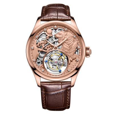 China Genuine Guanqin Swiss Zodiac Tourbillon Zodiac Chronograph Tourbillon Skeleton Mechanical Watch Men's Tiger New Watch Cavity Leather Belt Gold for sale