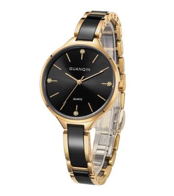 China Unique Water Resistant Guanqin Classic Quartz Gold Lige Watch Wrist Watch Women for sale