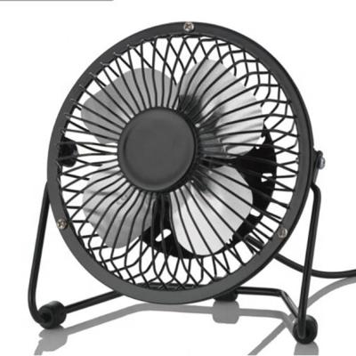 China Hotel 4 inch small USB desk fan, with metal construction and strong airflow and adjustable tilt angle, personal fan for desk for sale