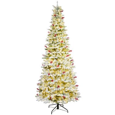 China Outdoor Christamas Decoration Outdoor Christmas Tree With Snow Falling PVC Led Snow Assembled 7ft Thin 1/2 Snowy Assembled Christmas Tree for sale