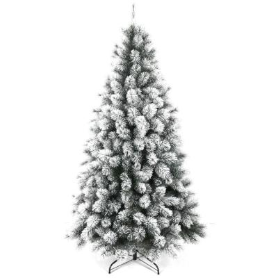 China Christamas Outdoor Decoration Warm White 1.8m Artificial Cedar Tree Throw Snow Flocking Christmas Tree for sale