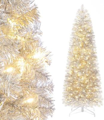 China 766 Tinsel Festival Decoration Dazzling Braid Gold Christmas Tree PVC PP Pine Decoration Christmas Trees for sale