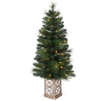 China Wholesale PE/PVC/Hard Needle 4 Feet PE/PVC/Hard Needle Porch Tree For Christmas Led Meadow Small Table Decoration Christmas Trees for sale