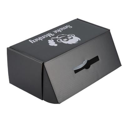 China Recycled Materials Wholesale Customized Print Logo Child Black Packaging Hard Paper Shoes Boxes With Handle for sale