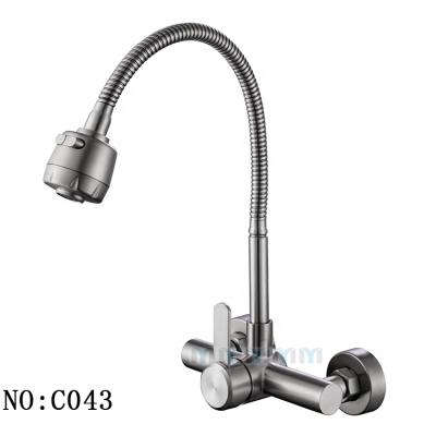 China Modern In Wall Commercial Universal Kitchen Faucet Cold And Hot Hose Shower Water Kitchen Sink Faucet Sales Brushed Cheap for sale