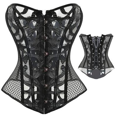 China Sexy EcoWalson Waist Training Cincher Corset Antibacterial Lace Up Bustier Overbust Top for sale