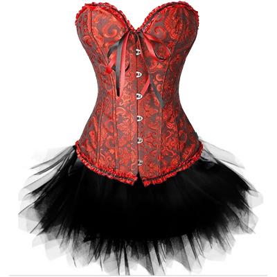 China Gothic ecoparty padded butt corset dress lace up corset Bustier Steampunk costume corset top skirt for sale