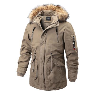 China 2021 Parka Jacket Men's Overcoat Thick Warm Winter Detachable Cotton Plus Size Stripper Jacket With Fur Hoodie for sale