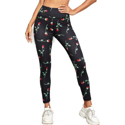 China 2022 Flower Viable Upper Popular Printing Tight Running Sport Pants Fitness Yoga Quick Dry Running Leggings for sale