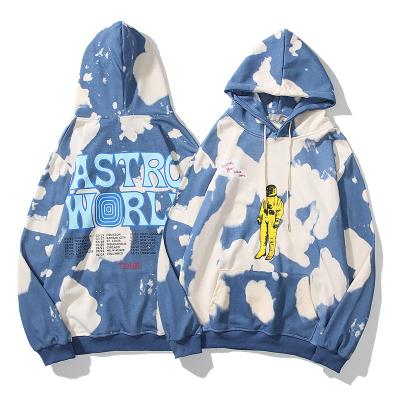 China 202 100% Breathable 1:1 Kanye Astro World Bases Tie Dye Lightning Cloud Print Hoodie For Men And Women Hip Hop Hoodie for sale