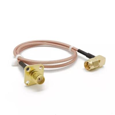 China RF Panel Mount SMA To SMA Right Angle Connector Coaxial Flexible Cable for sale