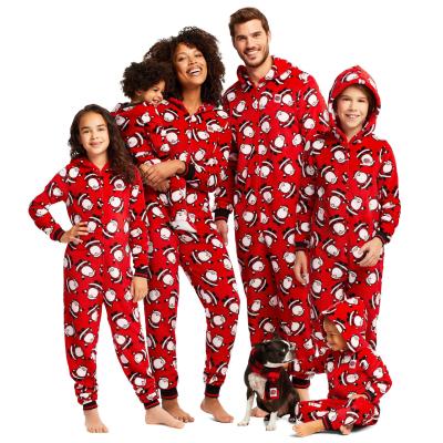 China 2021 Wholesale Santa Printing Christmas Sleepwear Family Thermal One Piece Pajamas With Hoodie for sale