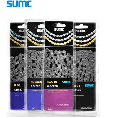 China SUMC Steel Bike Chain Gray X8 X9 X10 X11 Light Weight Fit 8 9 10 11 Speed ​​MTB Road Bike Folding Bike Chain for sale