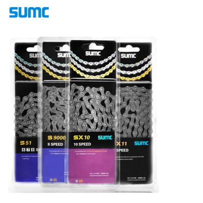 China SUMC Bike Chain X8 X9 X10 X11 Steel Semi Hollow X12 Light Weight 8 9 10 11 12 Speed ​​MTB Road Bike Folding Bike SL EL Chain for sale