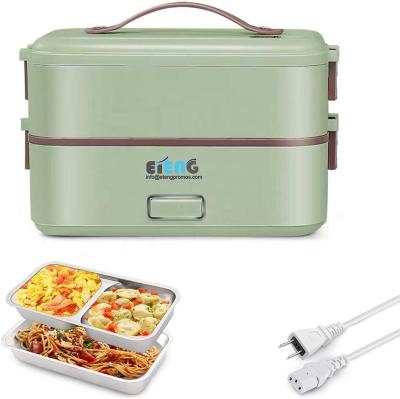 China Viable Customize 2Layers 304 Stainless Steel Food Container Bento Box Lunch Electric Heated and Cooked Lunch Boxes Customized for sale