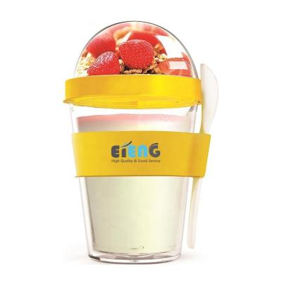 China 100% Custom Branded Names Eco-friendly Promotion Plastic Breakfast Ice Yogurt Container Cup On Go Yogurt Plastic Cup for sale