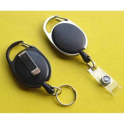 China Promotion Gifts Black Oval Retractable ID Badge Holder Without Printing Nurse Customized Logo Yo-Yo Badge Holder for sale