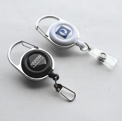 China Promotion Gifts Promotion Customized Logo ID Badge Reel Heavy-Duty Retractable Key Chain Carabiner for sale