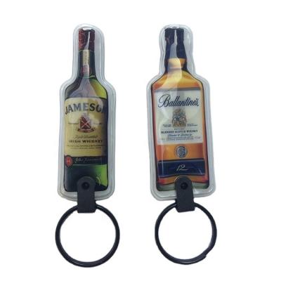 China Souvenir Gifts Promotion Fashion Beer Bottle Shaped Plastic LED Key Chain Custom Shape PVC LED Key Chain for sale