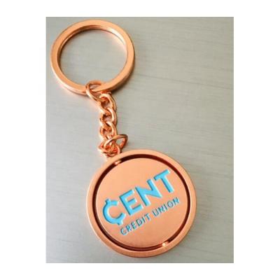 China Innovative Artificial Promotion Custom Company Logo Round Swivel Keyring Metal Spinner Key Chain for sale