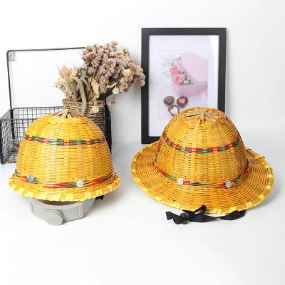 China Sunshade Hat Summer Straw Hat Striped Helmet For Worker for sale