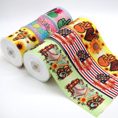 China Sustainable 25mm 38mm 75mm Grosgrain Ribbon Printing Custom Printed Ribbon Grosgrain for sale