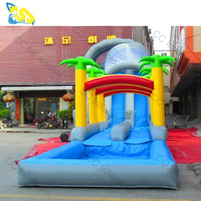 China 1000D PVC Tarpaulin Outdoor Commercial Inflatable Palm Tree Slide Juegos Inflatable Water Slide Adult for sale