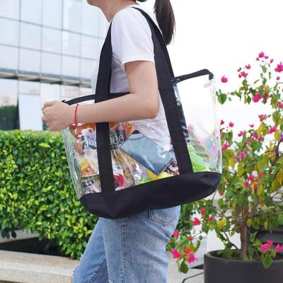 China Durable Simple Custom Made PVC Handbag Fashion Bag Large Capacity Storage Cosmetic Bag for sale