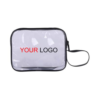 China Durable Eco PVC Transparent Waterproof Women Travel Make Up Clear Toiletry Cosmetic Case Bag With Handle for sale