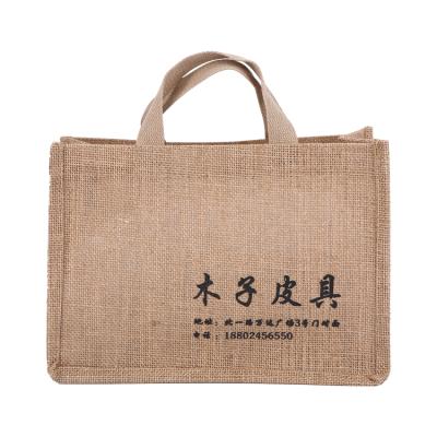 China Customized Canvas Shopping Degradable Eco-friendly Natural Foldable Logo Jute Reusable Burlap Tote Bag for sale