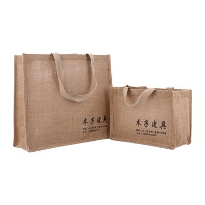 China Degradable Wholesale Woman Tote Large Capacity Casual Handbag Vintage Canvas Ladies Letter Printed Beach Jute Shoulder Shopping Bag for sale