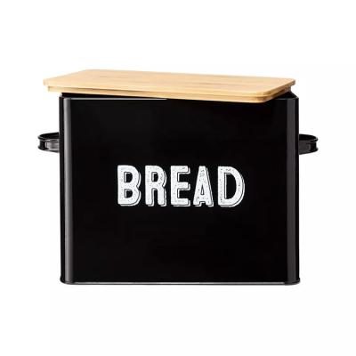 China Hot Selling Large Capacity Farmhouse Vintage Metal Bread Bin Vintage Bread Box Bread Storage Bin Viable Container for sale