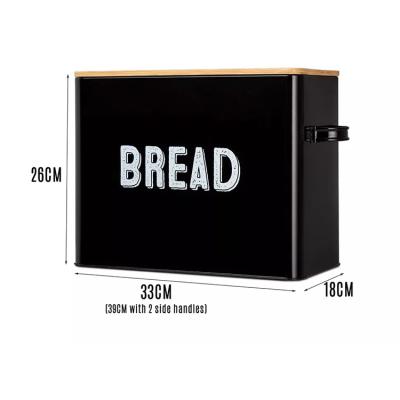 China Sustainable Metal Kitchen Bread Storage Home Basics Farmhouse Metal Bread Box For Kitchen Countertop Food Canister for sale