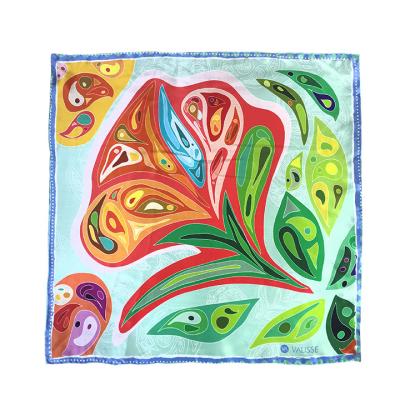 China Square Customized Design Your Own Logo Printing Cotton Bandana Square Polyester Satin Silk Bandana for sale