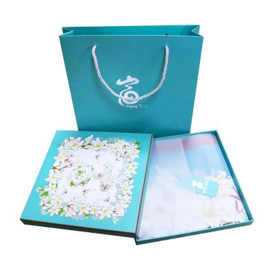 China Square Custom Logo Printing 100% Silk Scarf High Quality Custom Scarf With Gift Box for sale