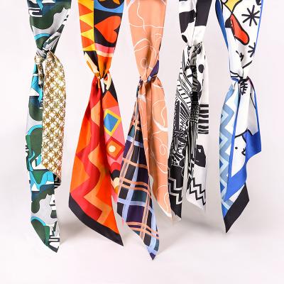 China Wholesale Fashion Satin Silk Handmade Scarf Classic Style Printing Bag Twillies Scarf for sale