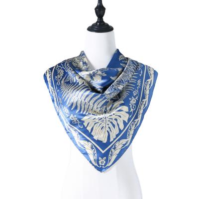 China 100% Loose Large Square Silk Satin Square 110x110cm Colorful Soft Silk Scarf Printed for sale