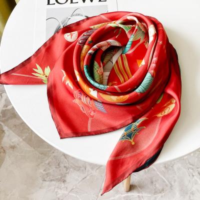 China Square Designer Silk Scarf Custom Silk Head Scarf Different Colors For Hair for sale