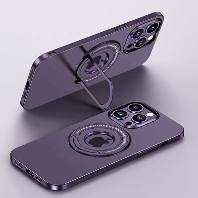 China Shockproof for iphone 13 pro radio 14 charging magnetic invisible kick holder megnectic phone case for sale