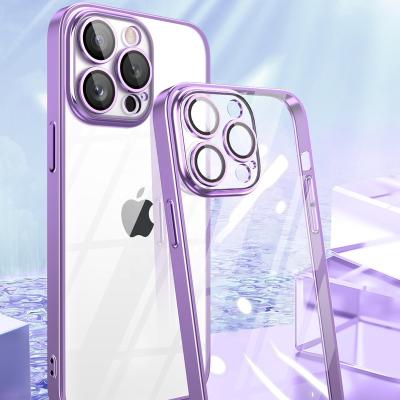 China Weview Luxury Shockproof Electroplating Transparent PC Shell Mobile Phone Case with Camera Lens Protector for Iphone 11 12 13 14 pro max for sale