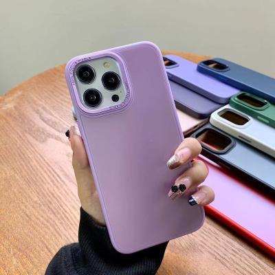 China Shockproof For iphone 11 12 13 14 Pro Max Hot Seller Shockproof AG Glass Matte Mobile Phone Case PET With Metal Camera Ring for sale