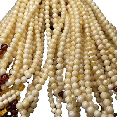 China Muslim Russian White Amber Baltic Beads Religious Diameter 6-8mm High End Quality Natural Amber Prayer Beads Praise Beads for sale