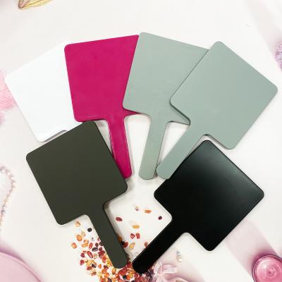 China Manufacturer customized for retro design large handle square mirror can be surface mirror printed logo top list makeup handheld mirror for sale