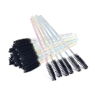 China Wholesale Disposable Black Crystal Portable Eco-friendly Rod Eyelash Brush Beauty Makeup Tool Grafted Eyelash Comb for sale