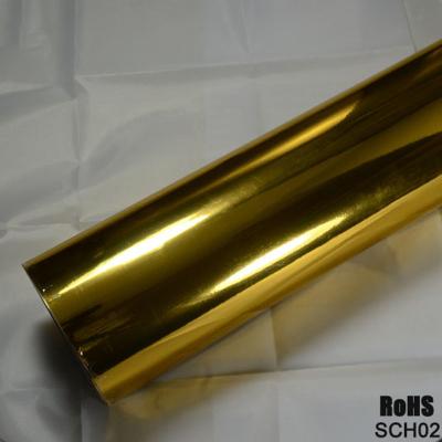 China High Gloss Gold Chrome Car Vinyl Wrap Air Release Slideable 140gsm for sale